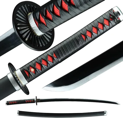 Vista 11 de Demon Slayer - Espada Tanjiro Katana de acero 1065, espiga completa, hecha a mano, Katana japonesa real, 41 pulgadas