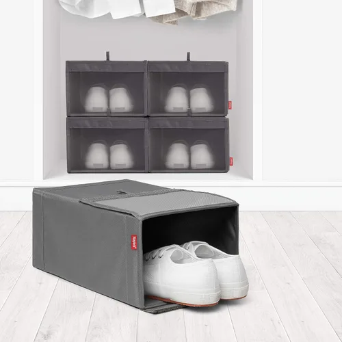 Vista 3 de Rayen Cajas de zapatos apilables de 2 U, color gris, tamaño: 9.1 x 13.4 x 6.3 in