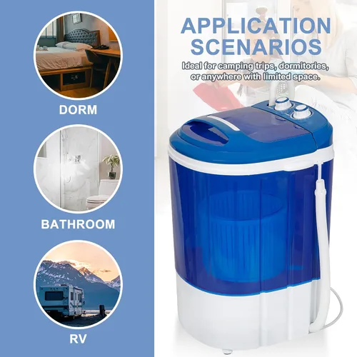 Vista 5 de SUPER DEAL Lavadora Portátil, Lavadora Pequeña de Tina Individual 5.7 lbs de Capacidad de Lavado para Apartamentos, Dormitorios, Viajes, RV