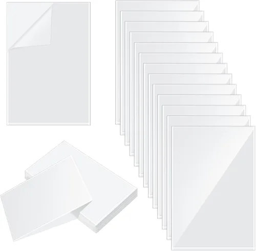 Vista 12 de Gueevin 100 unidades de 2 x 3.5 pulgadas, bolsillos autoadhesivos para exhibición, fundas de papel transparente para pared y puerta, protector