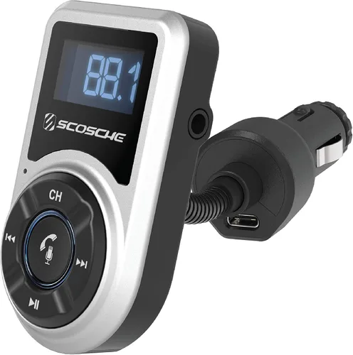 Vista 9 de Scosche BTFM3 BTFREQ Kit universal de manos libres Bluetooth para coche con transmisor FM digital y cargador de coche USB de 10 W, color negro XL