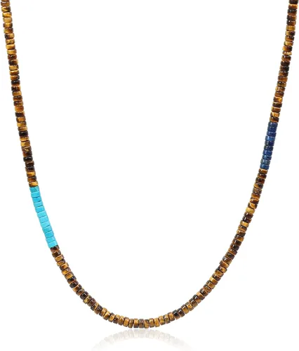 Vista 13 de COAI Collar de cuentas para hombre, collar de cristal Heishi para hombres de 20 a 26 pulgadas Lapislázuli