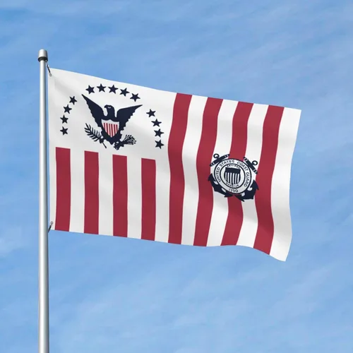 Vista 2 de Ensign of the United States Coast Guard (1915-1953) Bandera de 3 x 5 pies, poliéster duradero de doble cara, divertida pancarta decorativa