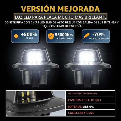 Vista 2 de Gempro Luz LED de matrícula para Dodge Dakota 1997-2011 luz trasera 2 piezas, 6000 K blanco