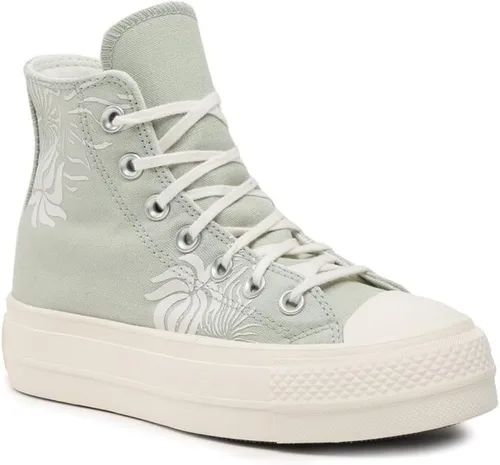 Vista 5 de Converse - Chuck Taylor All Star Tenis de mujer altos de plataforma con diseño de leopardo Negro/Blanco Negro