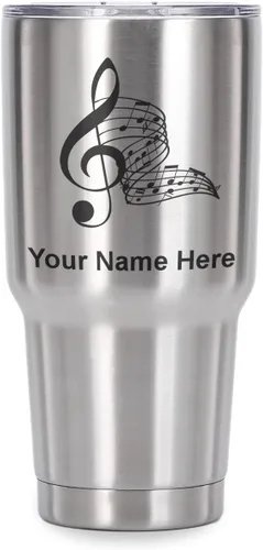 Vista 68 de LaserGram Vaso aislado al vacío de 20 onzas, notas musicales, grabado personalizado incluido (negro)