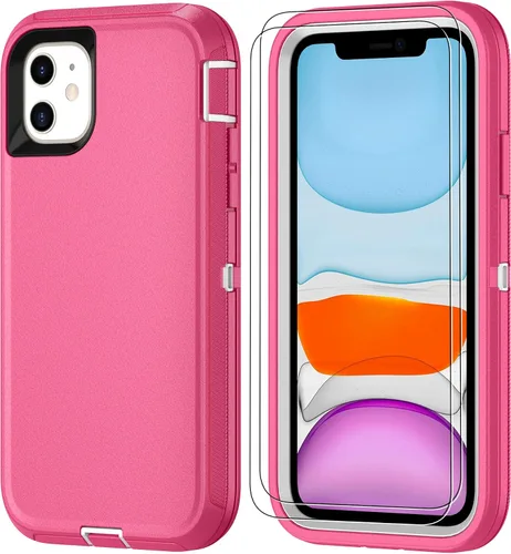 Vista 35 de Jshru para iPhone XR Funda con [2 Pack] Protector de Pantalla HD, [Grado Militar] 3-en-1 Resistente Protector de Cuerpo Completo a Prueba de Negro