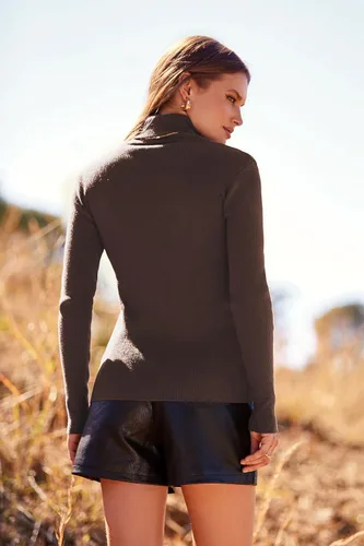 Vista 2 de PRETTYGARDEN - Suéter de punto de cuello alto para mujer, manga larga, suave, ajuste clásico
