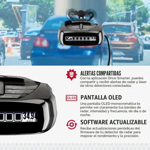 Vista 4 de Detector de Radar Láser Cobra RAD 480i – Detección de Largo Alcance, Bluetooth, Compatible con Apple CarPlay y Android Auto, Detección Delantera