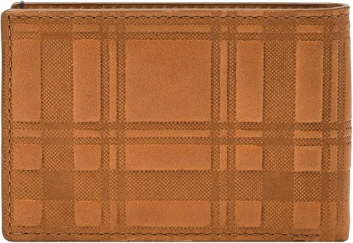 Vista 2 de Fossil Cartera de cuero delgada minimalista plegable con bolsillo frontal para hombre