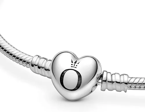 Vista 4 de Pandora 590719 Pulsera de plata esterlina con cierre de corazón, caja de regalo incluida, plata de ley, 39984-00