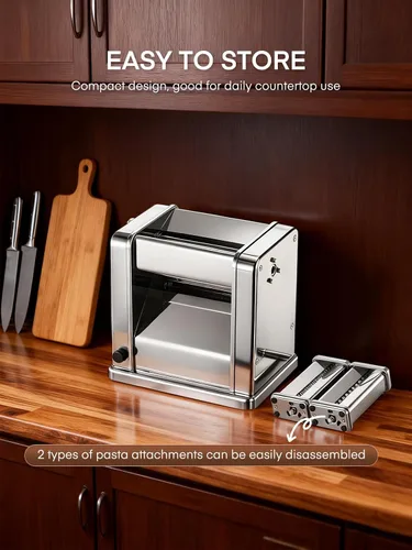 Vista 7 de FOHERE Máquina eléctrica para hacer pasta, fabricante de fideos de grosor ajustable para espaguetis, fettuccine, lasaña y albóndigas