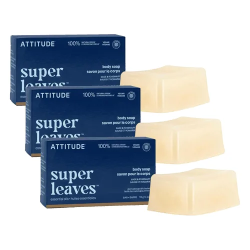 Vista 7 de ATTITUDE Barra de jabón corporal, origen natural, protege y suaviza la piel seca, aceites de coco y oliva, para hombres y mujeres, verificado por