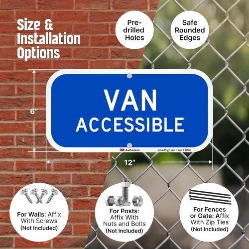Vista 5 de SmartSign Letrero "Van Accessible" Aluminio reflectante de grado de ingeniero 3M de 6 x 12 pulgadas