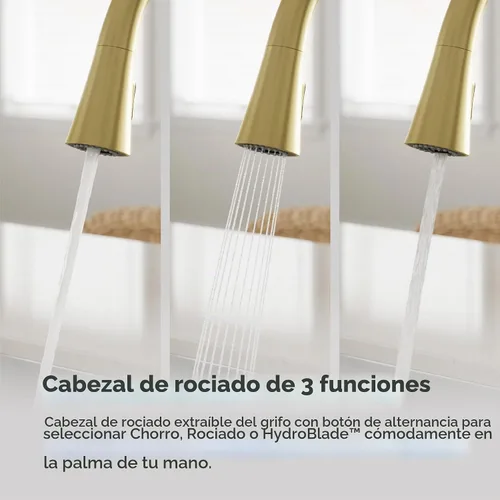 Vista 7 de Pfister Talega - Grifo de cocina extraíble en oro cepillado
