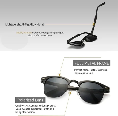 Vista 3 de SUNGAIT Classic Half Frame Retro Sunglasses with Polarized Lens