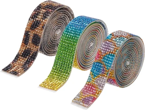 Vista 15 de MECCANIXITY 3 rollos de cinta de diamantes de imitación autoadhesiva de 3 yardas y 0.315 in para proyectos de artes y manualidades, pasteles