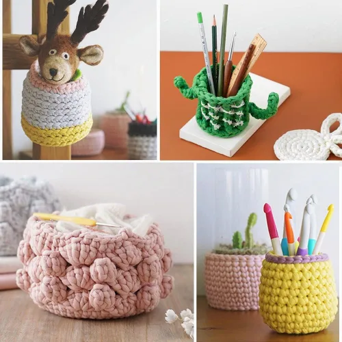 Vista 3 de 2 piezas de tela elástica para camisetas, hilo de crochet para tejer DIY, hilo de punto grueso tipo espagueti para proyectos de bolsos, mantas Aqua