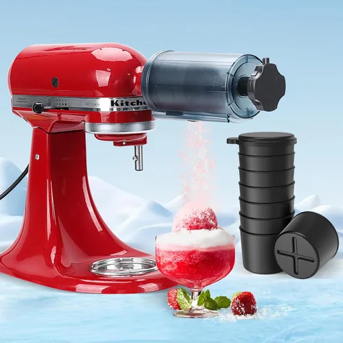 Vista 6 de Accesorio de molde de hielo para afeitado KitchenAid, moldes de hielo de plástico reutilizables con tapas para accesorio de afeitadora de hielo