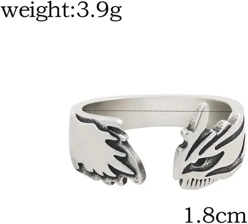 Vista 3 de Ealipoi Kurosaki Ichigo Anillo Anime Zangetsu Cosplay Anillos Aleación Accesorios Ajustables para Mujeres Hombres Regalo 3 Piezas, Metal, Venturina