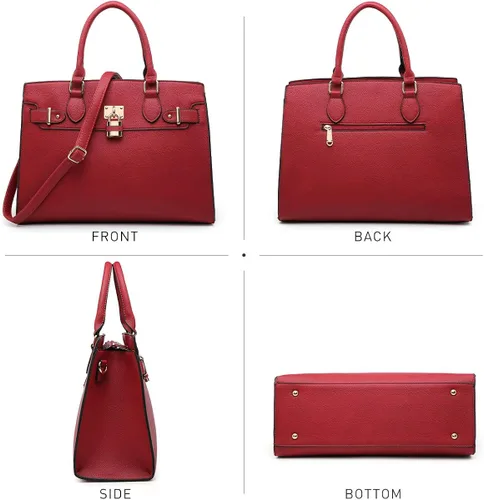 Vista 3 de Bolso de mano y bolsos para mujer con asa superior de avestruz, bolsa de trabajo con cartera