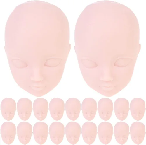 Vista 4 de Sewroro 20 mini cabezas de plástico para hacer muñecas, práctica de maquillaje, maniquí de bebé, cabezas de muñeca para llaveros y regalos hechos a