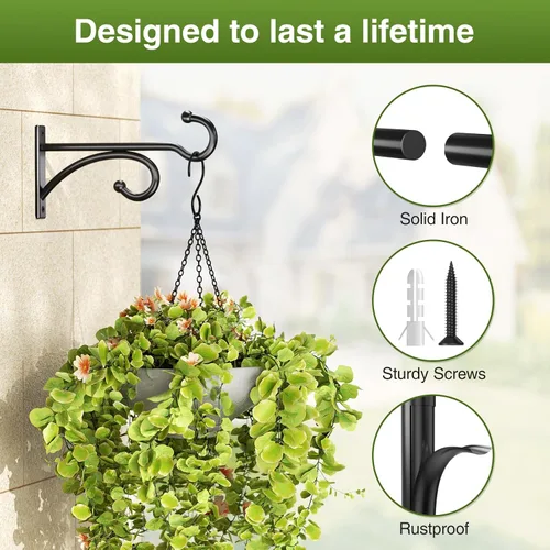 Vista 7 de Ganchos para colgar plantas de 6 pulgadas para interiores y exteriores, soportes de pared para plantas colgantes, canastas, campanillas de viento