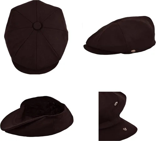 Vista 3 de Sombrero clásico de 8 paneles de mezcla de lana Newsboy Snap Brim Collection para hombre