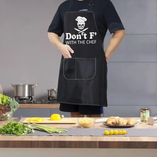 Vista 4 de WZMPA Divertido delantal de cocina ajustable para cocinar, regalos de chef Don't f' With The Chef Baking Grill Delantales para papá y hombres