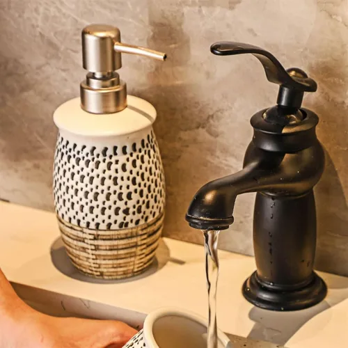 Vista 5 de Bathroom Soap Dispenser Light Luxury Retro Ceramic Soap Dispenser Shampoo Shower Gel Bottled Separately for Kitchens, Bathrooms Soap and Lotion