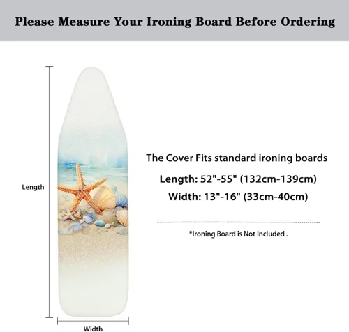 Vista 6 de Funda para tabla de planchar con diseño de estrella de mar de playa, resistente a los abrasadores, extra ancha, cubierta para tabla de planchar