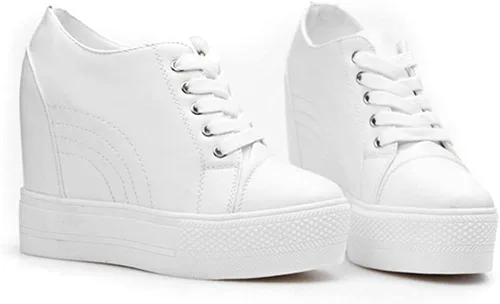 Vista 3 de Zapatos de mujer con cuña y tacón oculto, tobilleras, plataforma ancha y alta