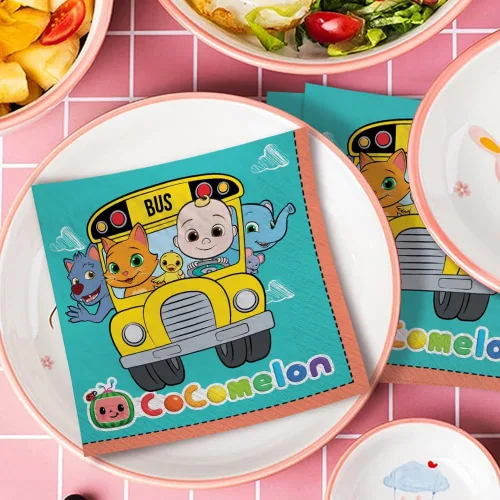 Vista 4 de Amscan Servilletas de papel Cocomelon para fiestas, 6.5 x 6.5 pulgadas, multicolor, paquete de 16