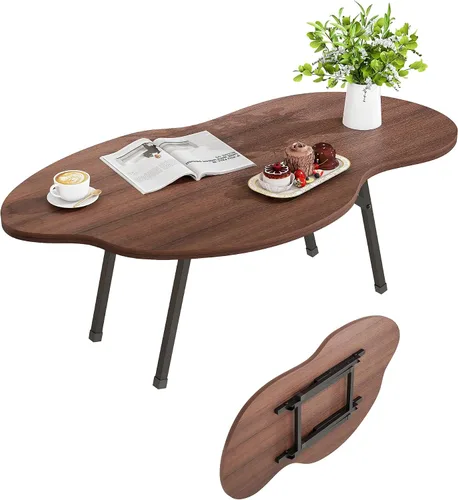 Vista 11 de Mesa de centro plegable, mesa de centro moderna de mediados de siglo, mesa de sala de estar, mesa central irregular en forma de nube, mesa plegable