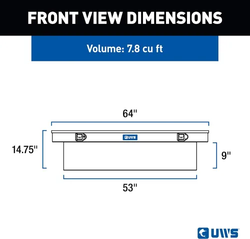 Vista 3 de UWS EC10261 Caja de herramientas de aluminio de pared pesada del camión de 63 pulgadas, tapa RigidCore