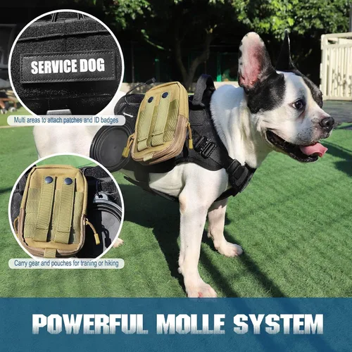 Vista 6 de PETNANNY - Chaleco táctico para perro de servicio - Arnés de apoyo emocional sin tirones con parches de gancho y bucle y sistema Molle para Negro