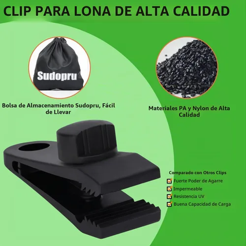 Vista 2 de Clips de lona resistentes, 14 abrazaderas de lona resistentes, agarre de sujeción de abrazadera de toldo, clip de tienda de campaña para lonas