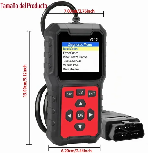 Vista 9 de V315 OBD2 Herramienta de diagnóstico, lector de código, herramienta de diagnóstico de luz de motor, probador de voltaje de batería, para coches