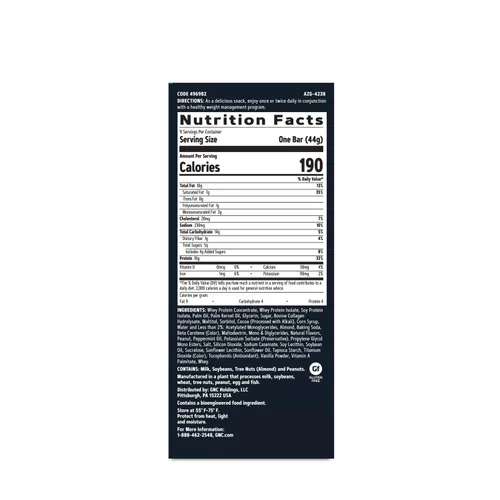 Vista 2 de GNC Total Lean - Barra magra en capas, chocolate y menta, 9 barras Delivers 16g of High Quality Protein to Satisfy Hunger Between Meals as a Sweet