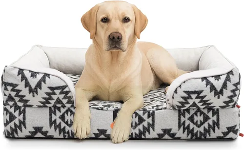 Vista 8 de Laifug Cama ortopédica grande de espuma viscoelástica para perro, sofá para perro con funda de gamuza lavable y extraíble, forro impermeable y parte
