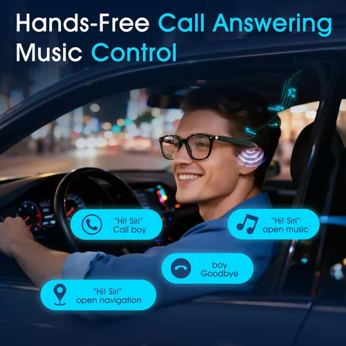 Vista 2 de Gafas de traducción AI unisex con más de 140 idiomas, lentes inteligentes Bluetooth con micrófono y altavoces integrados, interruptor de pasillo