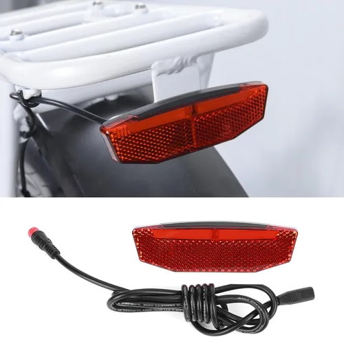 Vista 7 de Luz trasera EBike de 6 V-60 V, luz de advertencia LED de alto brillo, luz trasera de bicicleta, equipo de conducción nocturna, conector impermeable