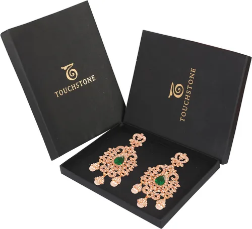 Vista 6 de Touchstone Aretes colgantes de filigrana fina india de Bollywood Royal para mujer.
