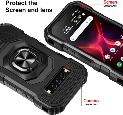 Vista 3 de SOGA Funda compatible con Kyocera DuraForce Pro 3 con protector de pantalla de vidrio templado [grado militar] anillo de montaje en automóvil