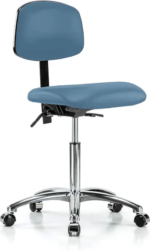 Vista 37 de Perch - Silla de laboratorio con ruedas cromadas con soporte de respaldo ajustable, altura del escritorio de 17 a 22 pulgadas, tela negra