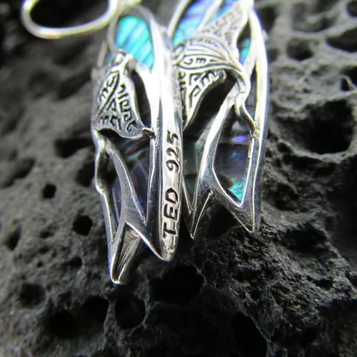 Vista 3 de Surfboard Manta Ray Earrings. Abalone Paua Shell. Sterling Silver.