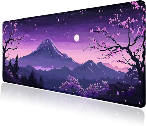 Vista 13 de Alfombrilla grande para mouse, tapete de escritorio para teclado de computadora, base de goma antideslizante, impermeable con bordes cosidos