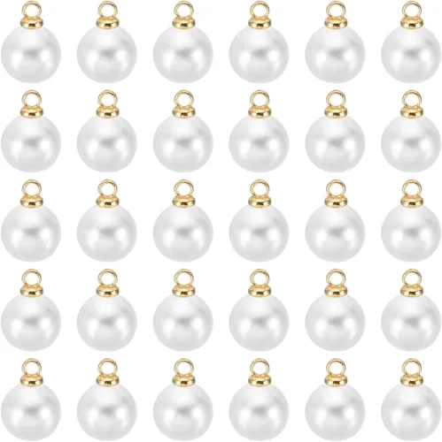 Vista 46 de PATIKIL Abalorio de perlas, 100 cuentas de perlas de imitación de perlas colgantes para bricolaje para hacer joyas, pulseras, aretes, collares Beige
