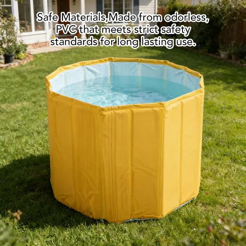 Vista 5 de Bañera inflable para adultos, plegable, 31.50 pulgadas de diámetro Amarillo