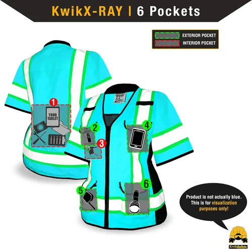 Vista 7 de KwikSafety - Charlotte, NC - Chaleco de seguridad GODMOTHER Clase 3 para mujer - Ajuste holgado - Equipo de trabajo reflectante conforme a ANSI OSHA
